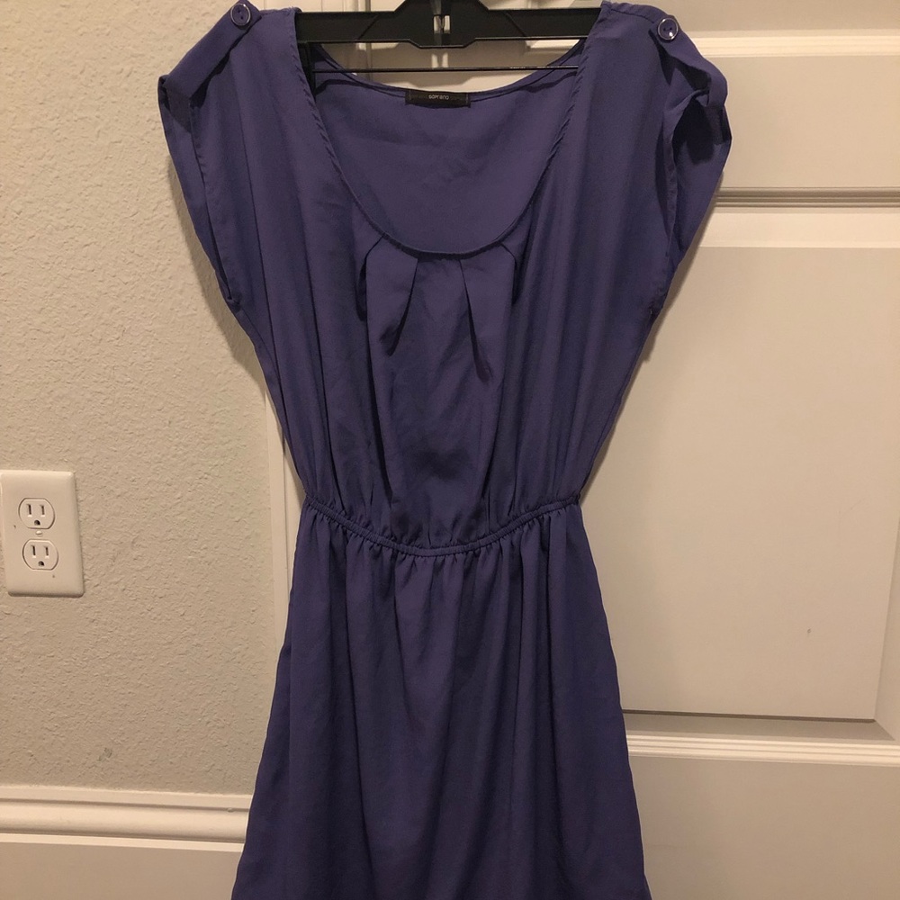 Soprano work dress with scoop bottom & cinch waist